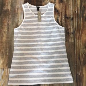 J Crew Tank top gray and white stripe small